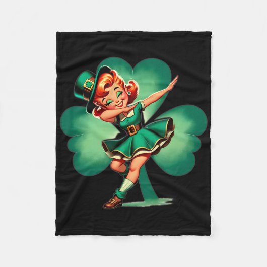 Grappige Dabbing Leprechaun Vintage St. Patrick's Fleece Deken (Voorkant)
