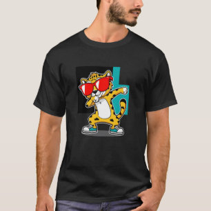 Grappige Dabbing Luipaard Zonnebril Luipaard Dier T-shirt