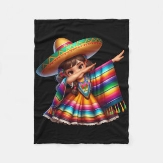 Grappige Dabbing Mexicaanse Poncho Sombrero Cinco  Fleece Deken
