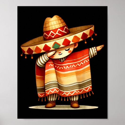 Grappige Dabbing Mexicaanse Poncho Sombrero Cinco Poster (Voorkant)