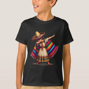 Grappige Dabbing Mexicaanse Poncho Sombrero Cinco T-shirt