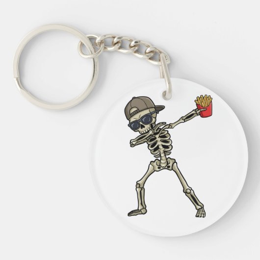 Grappige Dabbing Skelet Franse Frieten Leraar Cade Sleutelhanger (Voorkant)