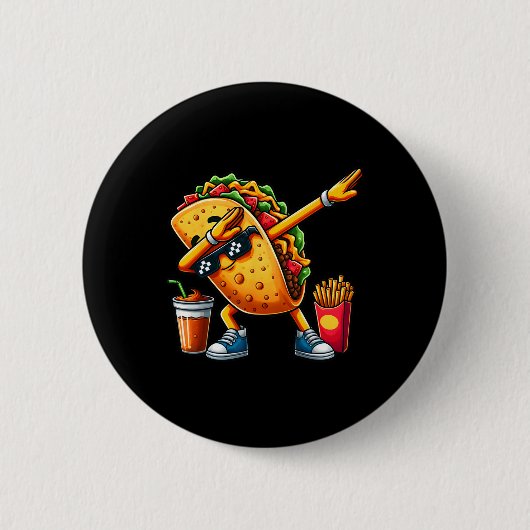 Grappige Dabbing Taco Cinco De Mayo Jongens Mannen Ronde Button 5,7 Cm (Voorkant)