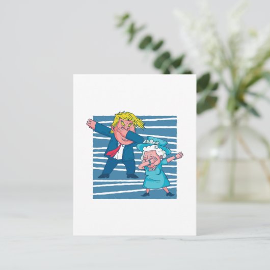 Grappige Dabbing Trump Koningin Engeland Afbeeldin Briefkaart (Staand voorkant)