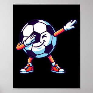 Grappige Dabbing Voetbal Cartoon Sport Cadeau Kind Poster