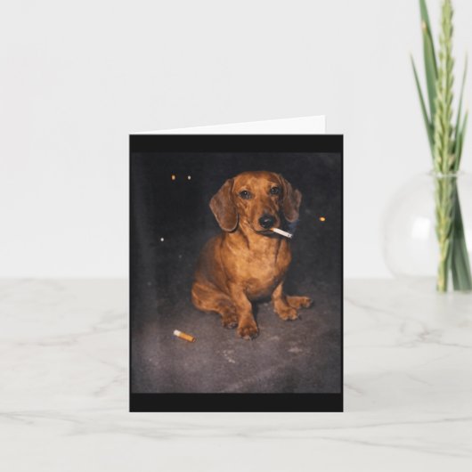 Grappige dachshond die rook meme sigaret hond meme kaart (Voorkant)