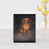 Grappige dachshond die rook meme sigaret hond meme kaart (Gele Bloem)