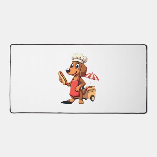 Grappige Dachshond Hond Worst Hotdog Sandwich Bureaumat (Voorkant)