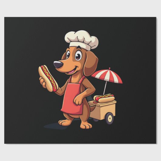 Grappige Dachshond Hond Worst Hotdog Sandwich Cadeaupapier (Vlak)