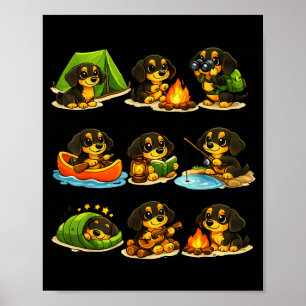 Grappige dachshond kamperen schattige hond wandele poster
