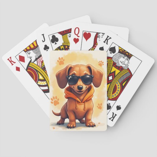 Grappige Dachshond Kawaii Hond Pokerkaarten (Achterkant)