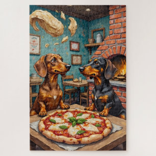 Grappige Dachshond Pizza Restaurant Hondenliefhebb Legpuzzel