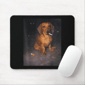 Grappige dachshond rokende meme sigaret hond meme muismat (Met muis)