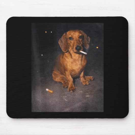 Grappige dachshond rokende meme sigaret hond meme muismat (Voorkant)