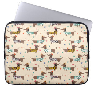 Grappige Dachshonden in Mutsen en Truien Laptop Sleeve