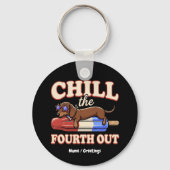 Grappige Dachshund 4 juli Chilleen de Vierde Sleutelhanger (Voorkant)