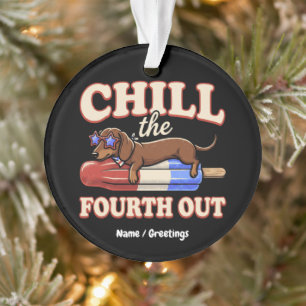 Grappige Dachshund 4 juli Chillen met de Vierde Ornament