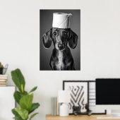 Grappige Dachshund Badkamer Kunstprint, Toiletpapi Poster (Thuiskantoor)