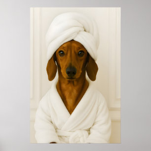 Grappige Dachshund Badkamer Print, Dachshund In Poster