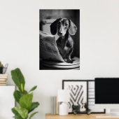 Grappige Dachshund Badkamer Print, Lezende Hond Poster (Thuiskantoor)