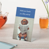 Grappige Dachshund badkamerbord Reclamebord Met Voetstuk (Insitu)