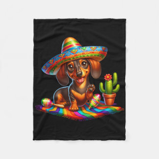 Grappige Dachshund die Hallo zegt Cinco De Mayo So Fleece Deken
