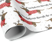 Grappige Dachshund Door de Sneeuw Kerstmis Cadeaupapier (Rol Hoek)