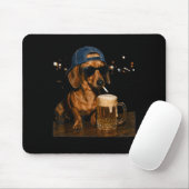 Grappige Dachshund Drinkt Bier Coolle Hond Met Muismat (Met muis)