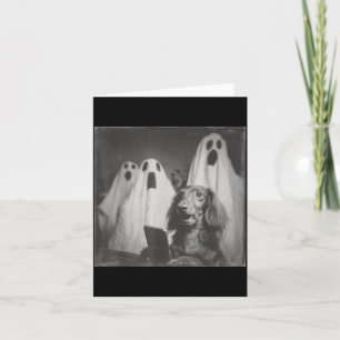 Grappige Dachshund Griezelfoto Halloween Spoken Kaart