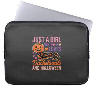 Grappige Dachshund Halloween Pompoen Hond Liefhebb Laptop Sleeve