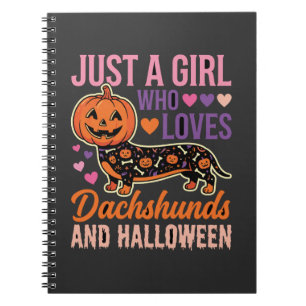 Grappige Dachshund Halloween Pompoen Hond Liefhebb Notitieboek