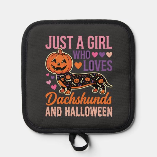 Grappige Dachshund Halloween Pompoen Hond Liefhebb Pannenlap (Voorkant)