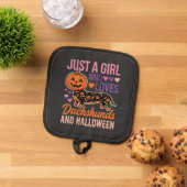 Grappige Dachshund Halloween Pompoen Hond Liefhebb Pannenlap (Top down)
