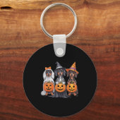 Grappige Dachshund Halloween Pompoen Weenie Hond S Sleutelhanger (Voorkant)