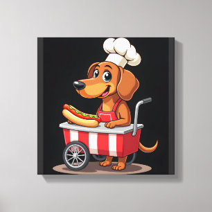 Grappige Dachshund Hond Hotdog Sandwich Weenie Wor Canvas Afdruk