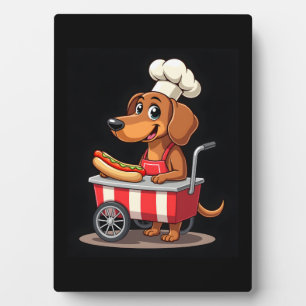 Grappige Dachshund Hond Hotdog Sandwich Weenie Wor Fotoplaat