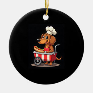 Grappige Dachshund Hond Hotdog Sandwich Weenie Wor Keramisch Ornament