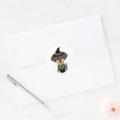 Grappige Dachshund hond is een heks Ronde Sticker (Envelop)