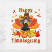 Grappige Dachshund-hond Thanksgiving Fall Autumn Wijn Etiket (Enkel label)