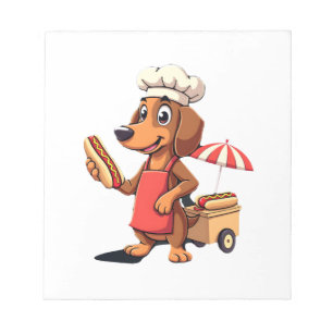 Grappige Dachshund Hond Weenie Worst Hotdog Sandwi Notitieblok
