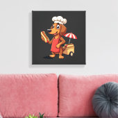 Grappige Dachshund Hond Worst Sausage Hotdog Sandw Canvas Afdruk (Insitu (Woonkamer))