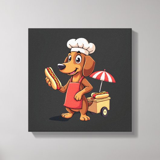 Grappige Dachshund Hond Worst Sausage Hotdog Sandw Canvas Afdruk (Voorkant)