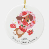 Grappige Dachshund-hondversiering Keramisch Ornament (Voorkant)