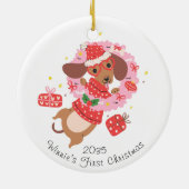 Grappige Dachshund-hondversiering Keramisch Ornament (Achterkant)