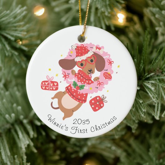 Grappige Dachshund-hondversiering Keramisch Ornament