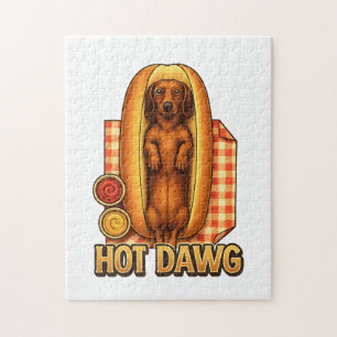 Grappige Dachshund Hot Dog Parodie Schattige Hond Legpuzzel