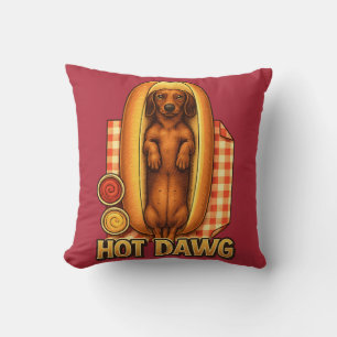 Grappige Dachshund Hotdog Parodie Lieve Hond Kussen