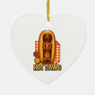 Grappige Dachshund Hotdog Parodie Malle Hond Keramisch Ornament