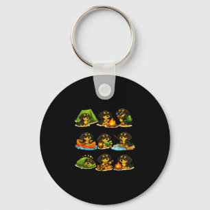 Grappige dachshund kamperen schattige hond wandele sleutelhanger