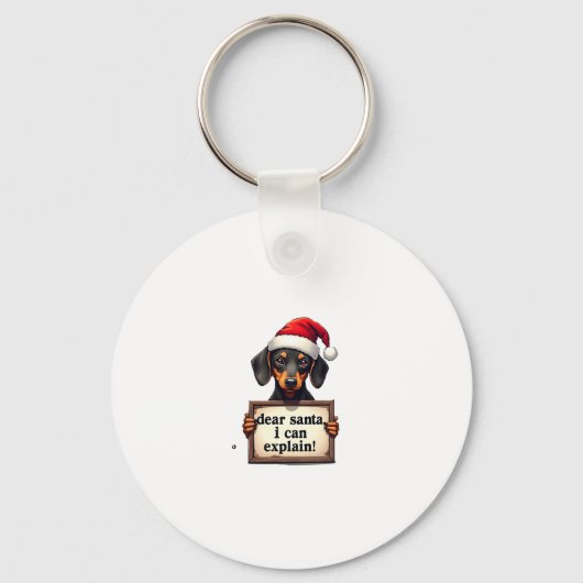 Grappige Dachshund Kerst Meneer kerstman ik kan he Sleutelhanger (Voorkant)